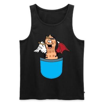 Taschen Erdnuss Engel Teufel Schutzengel - Männer Premium Bio Tank Top - Schwarz - Vorne - AI Model Male 178 light (178cm)