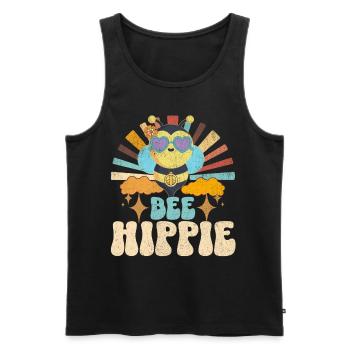 Bee Hippie Biene Peace - Men's Premium Organic Tank Top - black - Front - Michal (187cm)