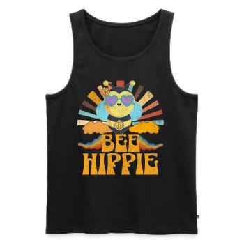 Bee Hippie Biene Peace - Men's Premium Organic Tank Top - black - Front - Michal (187cm)