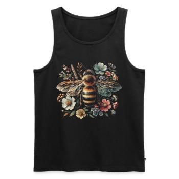 Cottagecore Bee on Flowers - Men's Premium Organic Tank Top - black - Front - Michal (187cm)