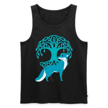 renard, renards, nature, conte de fées, forêt, nature, arbre - Débardeur bio Premium Homme - noir - Devant - Michal (187cm)