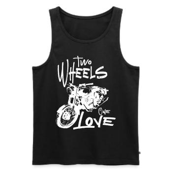 Two Wheels One Love Motorcycle Biker Motorcyclist - Men's Premium Organic Tank Top - black - Front - Michal (187cm)