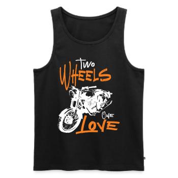 Two Wheels One Love Motorcycle Biker Motorcyclist - Men's Premium Organic Tank Top - black - Front - Michal (187cm)