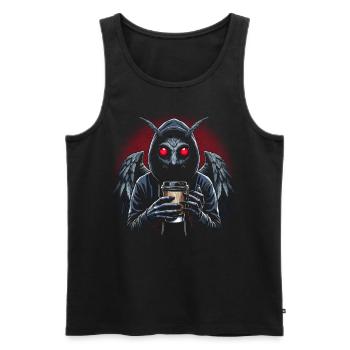 Mothman with Coffee Cup - Männer Premium Bio Tank Top - Schwarz - Vorne - Michal (187cm)