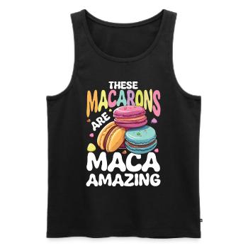 These Macarons Are Maca-amazing - Männer Premium Bio Tank Top - Schwarz - Vorne - AI Model Male 178 light (178cm)