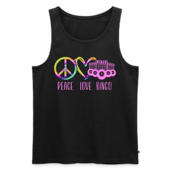 Joueur de bingo Peace Love Bingo - Débardeur bio Premium Homme - noir - Devant - Michal (187cm)