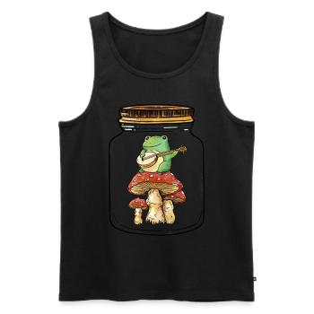 Grenouille, Grenouilles, Amphibien, Nature, Automne, Champignons - Débardeur bio Premium Homme - noir - Devant - Michal (187cm)