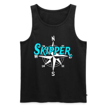 Skipper – With wind rose for real captains - Men's Premium Organic Tank Top - black - Front - AI Model Male 178 light (178cm)
