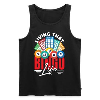 Joueur de bingo vivant ce bingo - Débardeur bio Premium Homme - noir - Devant - Michal (187cm)