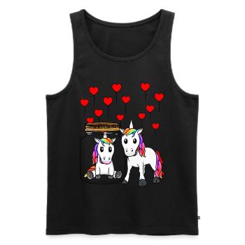 Licornes chagrin d’amour rupture Saint-Valentin - Débardeur bio Premium Homme - noir - Devant - AI Model Male 178 light (178cm)