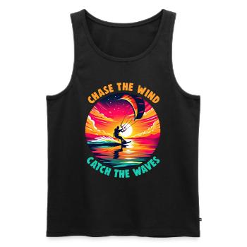 Kitesurfing Chase the wind catch the waves - Men's Premium Organic Tank Top - black - Front - Michal (187cm)
