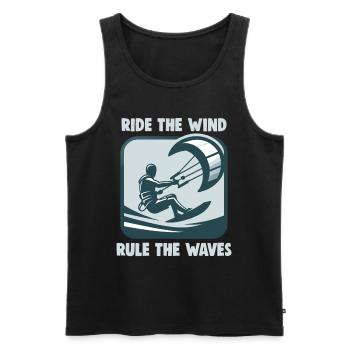 Kitesurf Surfez sur le vent, dominez les vagues - Débardeur bio Premium Homme - noir - Devant - Michal (187cm)