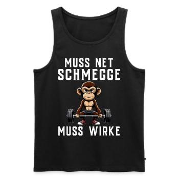 Gym Tshirt Lustig Fitness Workout Fitnessstudio - Männer Premium Bio Tank Top - Schwarz - Vorne - Michal (187cm)