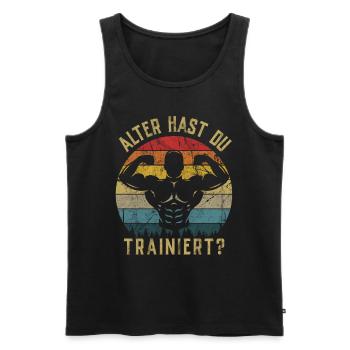Gym Tshirt Lustig Fitness Workout Fitnessstudio - Männer Premium Bio Tank Top - Schwarz - Vorne - Michal (187cm)
