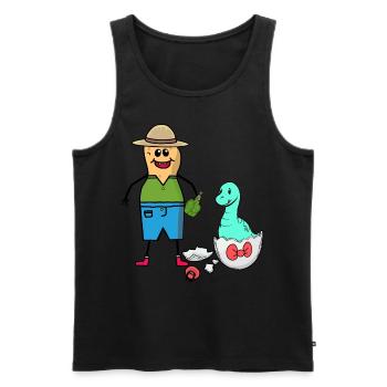 Cacahuète Zookeeper Dino bébé oeuf de naissance - Débardeur bio Premium Homme - noir - Devant - Michal (187cm)