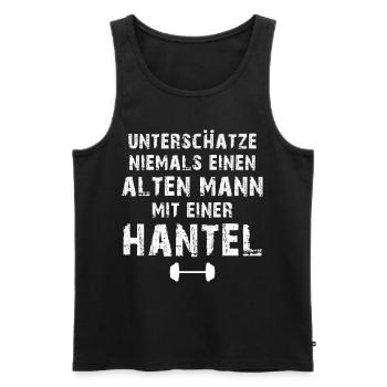 T-shirt de gymnastique drôle de remise en forme Gym d’entraînement - Débardeur bio Premium Homme - noir - Devant - Michal (187cm)