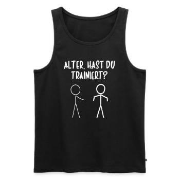 Gym Tshirt Lustig Fitness Workout Fitnessstudio - Männer Premium Bio Tank Top - Schwarz - Vorne - Michal (187cm)