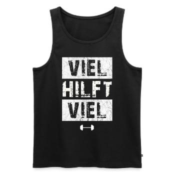 Gym Tshirt Lustig Fitness Workout Fitnessstudio - Männer Premium Bio Tank Top - Schwarz - Vorne - Michal (187cm)