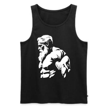 Tshirt de gymnastique drôle fitness entraînement gym - Débardeur bio Premium Homme - noir - Devant - Michal (187cm)
