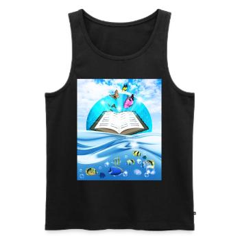 Frutiger Aero Aesthetic Tech Book Butterfly - Männer Premium Bio Tank Top - Schwarz - Vorne - Michal (187cm)