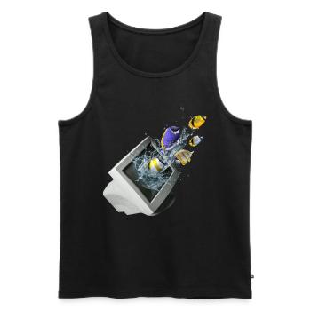 Frutiger Aero Aesthetic Tech Computer Aquarium - Männer Premium Bio Tank Top - Schwarz - Vorne - Michal (187cm)