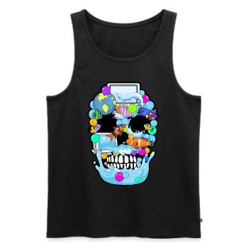 Frutiger Aero Aesthetic Tech Skull Computer Fishes - Männer Premium Bio Tank Top - Schwarz - Vorne - Michal (187cm)