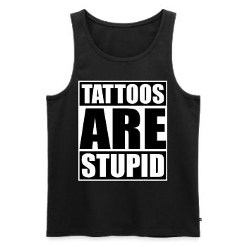 Les tatouages sont stupides drôles anti-tatouage - Débardeur bio Premium Homme - noir - Devant - AI Model Male 178 light (178cm)