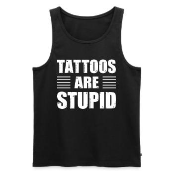 Les tatouages sont stupides drôles anti-tatouage - Débardeur bio Premium Homme - noir - Devant - AI Model Male 178 light (178cm)
