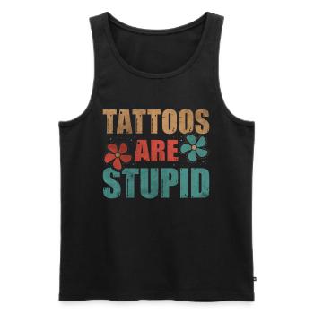 Les tatouages sont stupides drôles anti-tatouage - Débardeur bio Premium Homme - noir - Devant - AI Model Male 178 light (178cm)