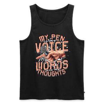 Poetry Slam Poetryslam My pen is my voice - Männer Premium Bio Tank Top - Schwarz - Vorne - AI Model Male 178 light (178cm)