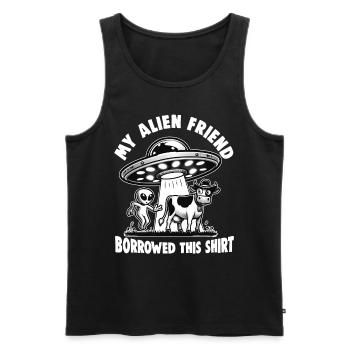 SciFi and Extraterrestrial Aliens and UFO Fan - Men's Premium Organic Tank Top - black - Front - AI Model Male 178 light (178cm)