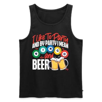 Joueur de bingo bière que j’aime faire la fête - Débardeur bio Premium Homme - noir - Devant - Michal (187cm)