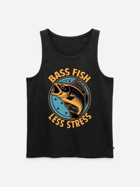 Bassfischen, weniger Stress - Männer Premium Bio Tank Top - Schwarz