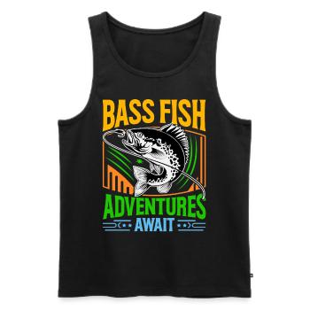 Es erwarten Sie Bassfisch-Abenteuer - Männer Premium Bio Tank Top - Schwarz - Vorne - AI Model Male 178 light (178cm)