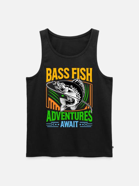 Bass Fish Adventures await - Men's Premium Organic Tank Top - black
