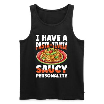 I Have A Pasta-tively Saucy Personality - Männer Premium Bio Tank Top - Schwarz - Vorne - AI Model Male 178 light (178cm)