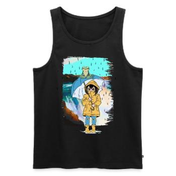 Frosch Mädchen Regen Wetter Kröte Kind - Männer Premium Bio Tank Top - Schwarz - Vorne - Michal (187cm)