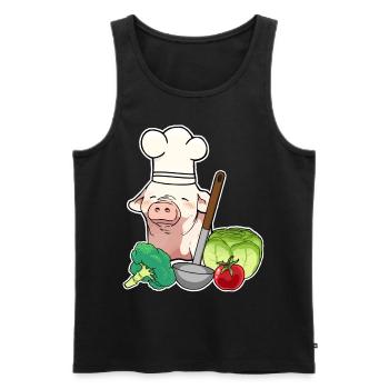 Pig Piglet Pig Piggy Vegetable Cook - Men's Premium Organic Tank Top - black - Front - AI Model Male 178 light (178cm)