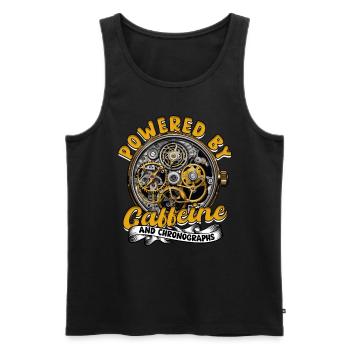 Alimenté par la caféine et les chronographes - Débardeur bio Premium Homme - noir - Devant - Michal (187cm)