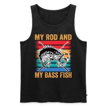 Meine Rute und mein Barschfisch - Männer Premium Bio Tank Top - Schwarz - Vorne - AI Model Male 178 light (178cm)