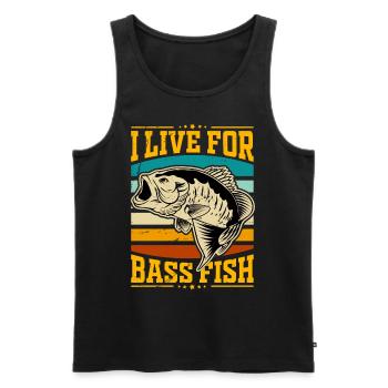 Ich lebe für Bass Fish - Männer Premium Bio Tank Top - Schwarz - Vorne - Michal (187cm)