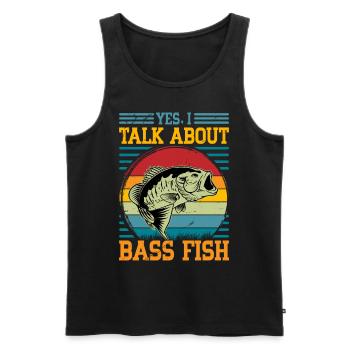 Yes I talk about Bass Fish - Men's Premium Organic Tank Top - black - Front - AI Model Male 178 light (178cm)
