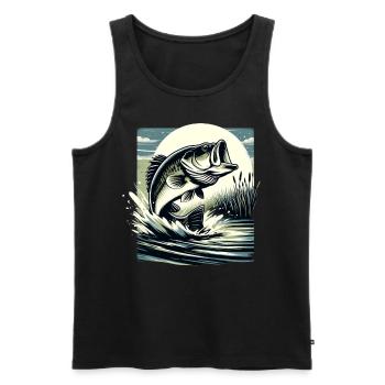 Poisson bar - Débardeur bio Premium Homme - noir - Devant - AI Model Male 178 light (178cm)