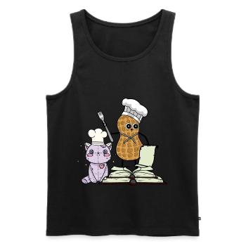 CACAHUÈTES CUISINE AMIS DE CUISINE - Débardeur bio Premium Homme - noir - Devant - AI Model Male 178 light (178cm)