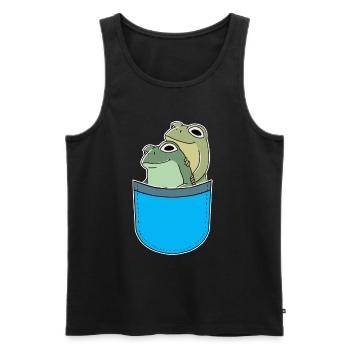 Poches : Grenouilles, Grenouille, Amphibien, Crapauds - Débardeur bio Premium Homme - noir - Devant - Michal (187cm)