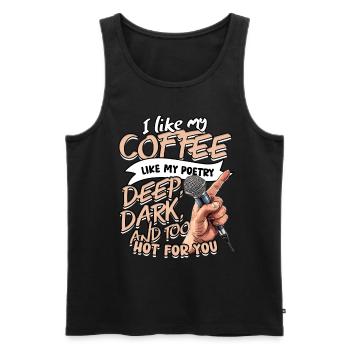 Poetry Slam J’aime mon café comme ma poésie - Débardeur bio Premium Homme - noir - Devant - Michal (187cm)