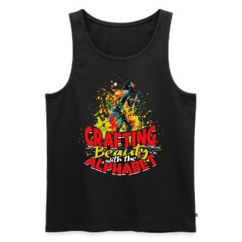 Poésie Slam Crafter la beauté avec l’alphabet - Débardeur bio Premium Homme - noir - Devant - Michal (187cm)