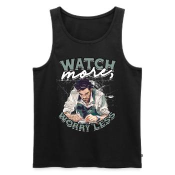 Watchmaker Watchmaking Watch more, worry less - Men's Premium Organic Tank Top - black - Front - AI Model Male 178 light (178cm)
