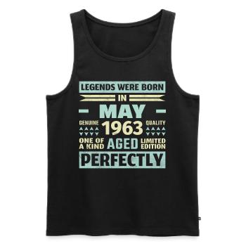 61. Geburtstag Mai Jahrgang 1963 Geschenkidee - Männer Premium Bio Tank Top - Schwarz - Vorne - Michal (187cm)