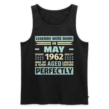 62. Geburtstag Mai Jahrgang 1962 Geschenkidee - Männer Premium Bio Tank Top - Schwarz - Vorne - Michal (187cm)